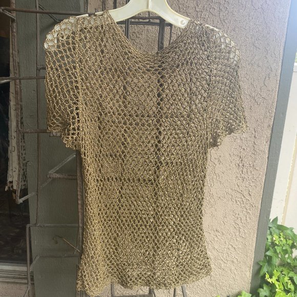 Bronze mesh short sleeved top - Picture 4 of 13